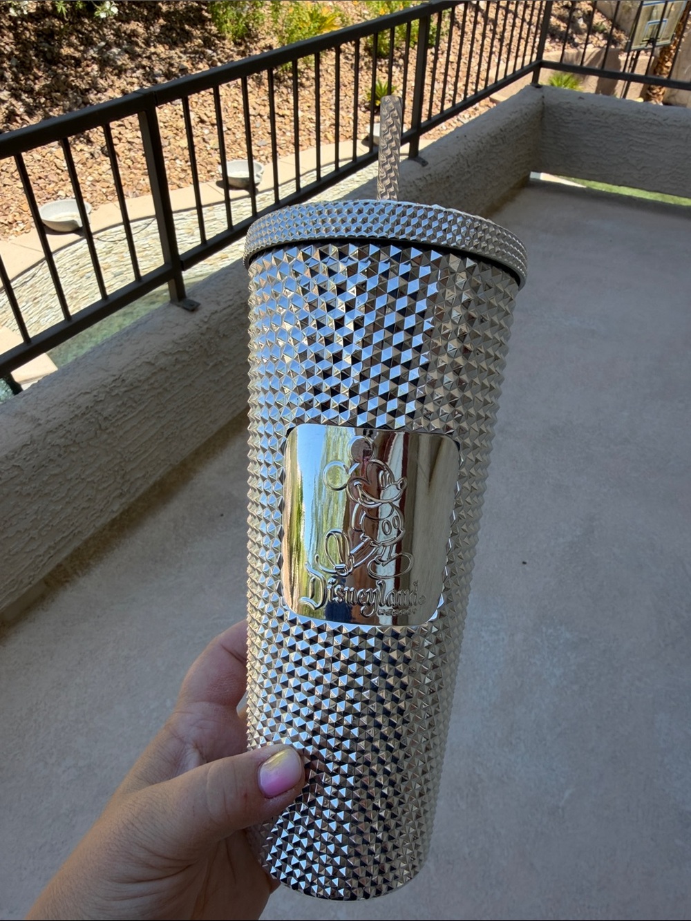 Starbucks Disney Silver Studded Tumbler Travel Cup with Matching Straw